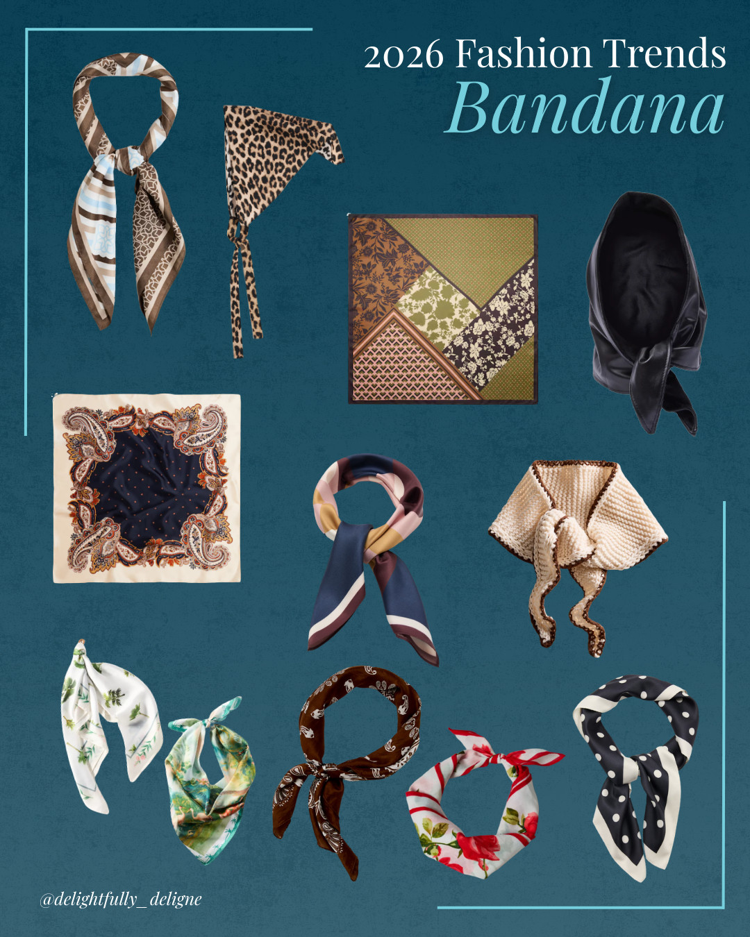 Bandanas take center stage in 2026, styled around the neck, in hair, or on bags for effortless polish. 

 #LTKootd #LTKSeasonal #LTKOver40