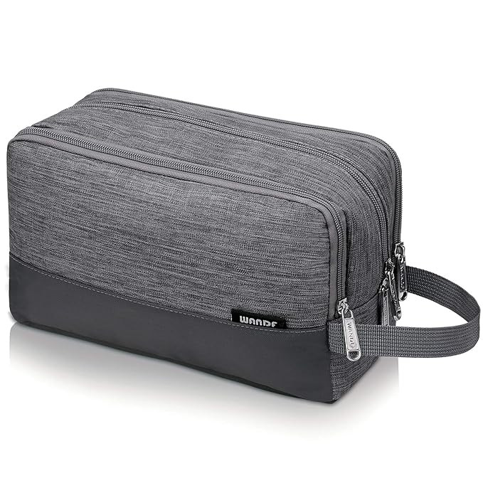 Toiletry Bag Small Nylon Dopp Kit Lightweight Shaving Bag for Men and Women (Denim Grey) | Amazon (US)