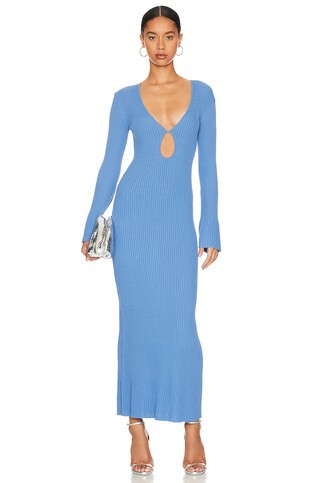 MISHA Peyton Rib Knit Midi Dress in Palace Blue from Revolve.com | Revolve Clothing (Global)