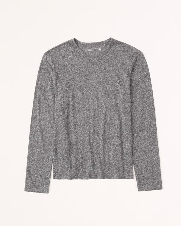 Long-Sleeve Linen-Blend Easy Tee | Abercrombie & Fitch (US)