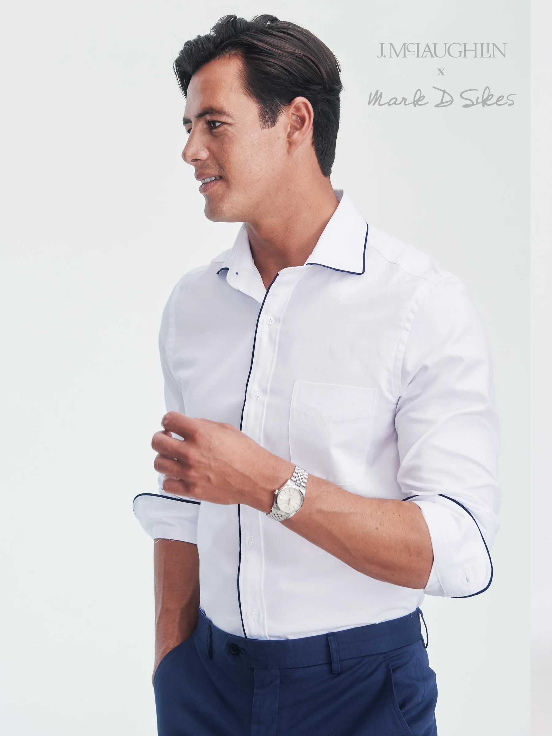 White Solid Anderson Cotton Shirt | Men's Shirts | J.McLaughlin | J.McLaughlin