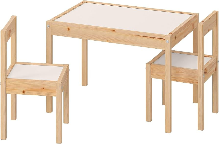Ikea LÄTT children's table with 2 chairs, white/pine | Amazon (US)
