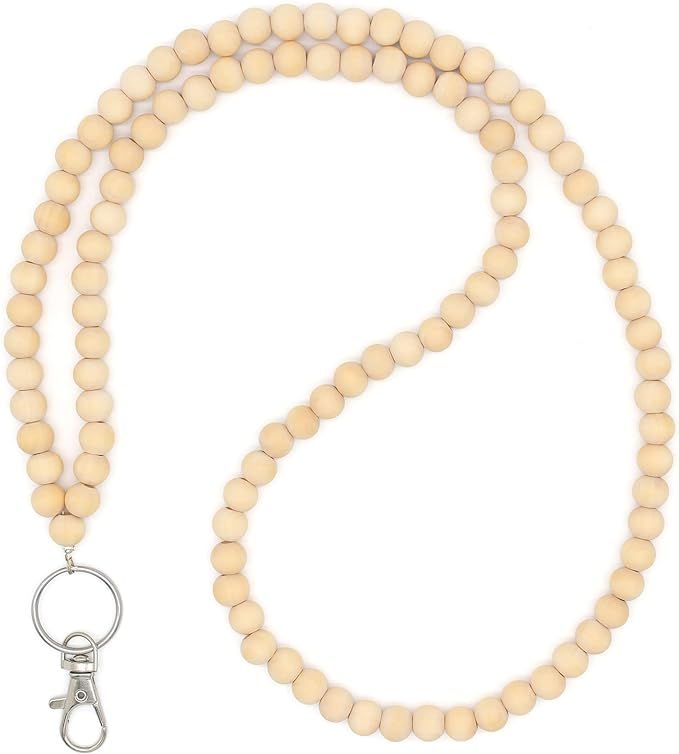 Lanyards for id badges and Keys for Women Wood Beaded Lanyard for Teacher Gift (D) | Amazon (US)