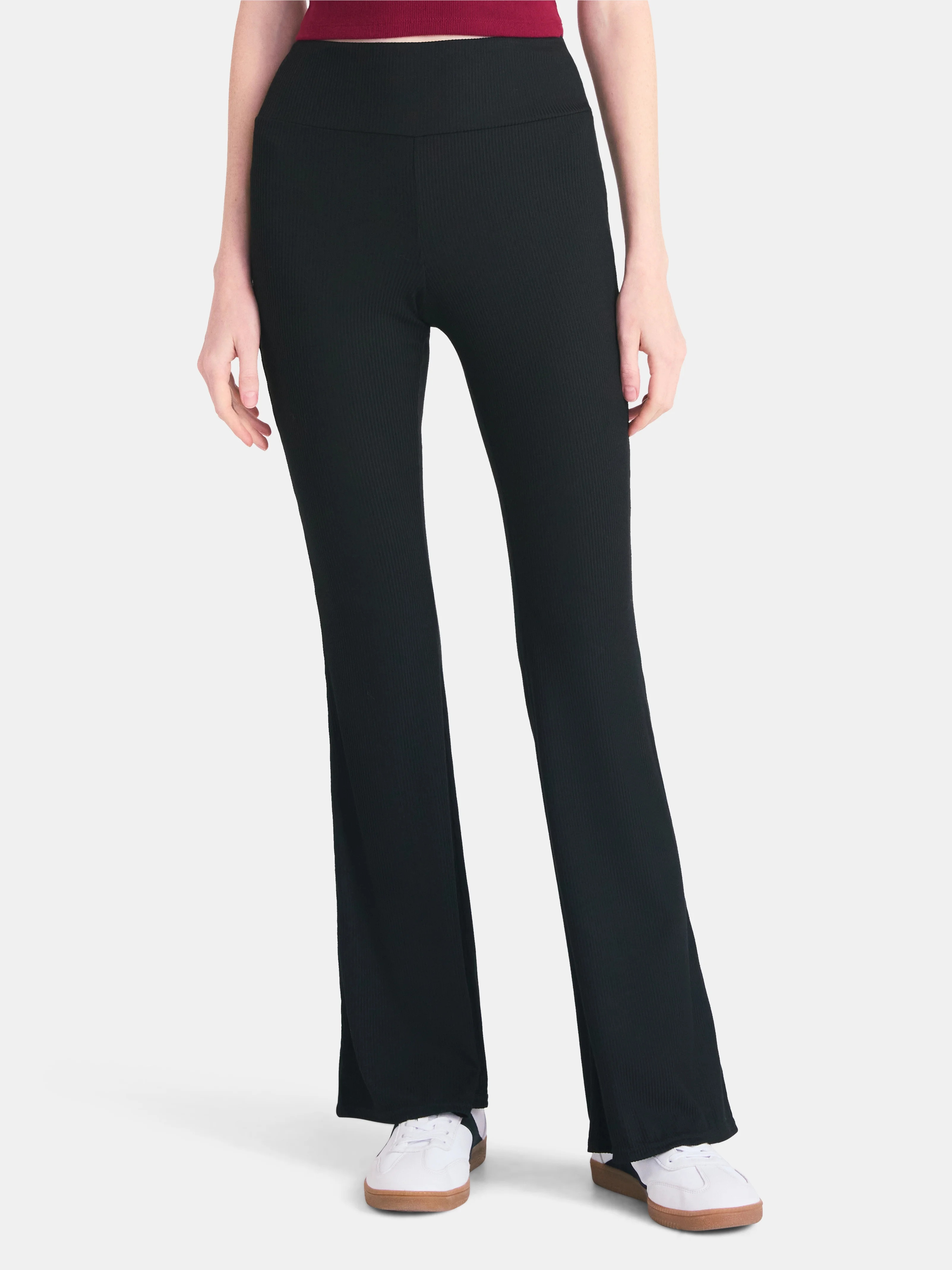No Boundaries Ribbed Flare Pants, Women's | Walmart (US)