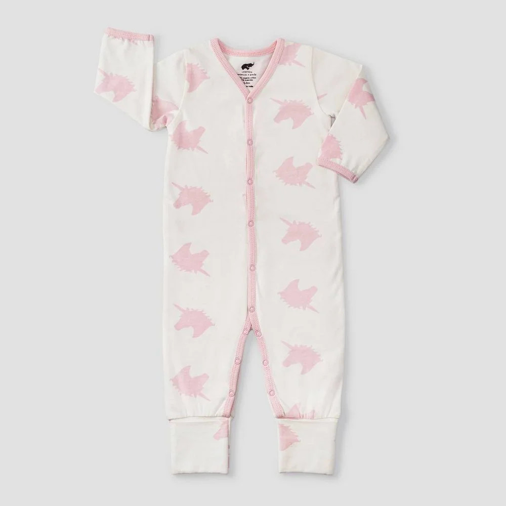 Layette by Monica + Andy Baby Girls' Unicorn Dreams Pajama Romper - Pink 3-6M | Walmart (US)