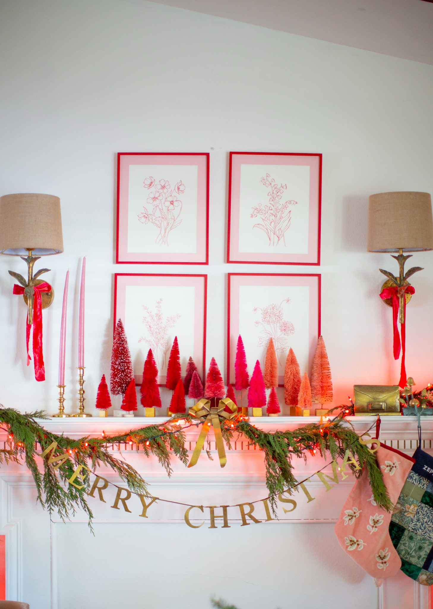 Pink Christmas mantle 

#LTKHoliday #LTKGiftGuide #LTKHome