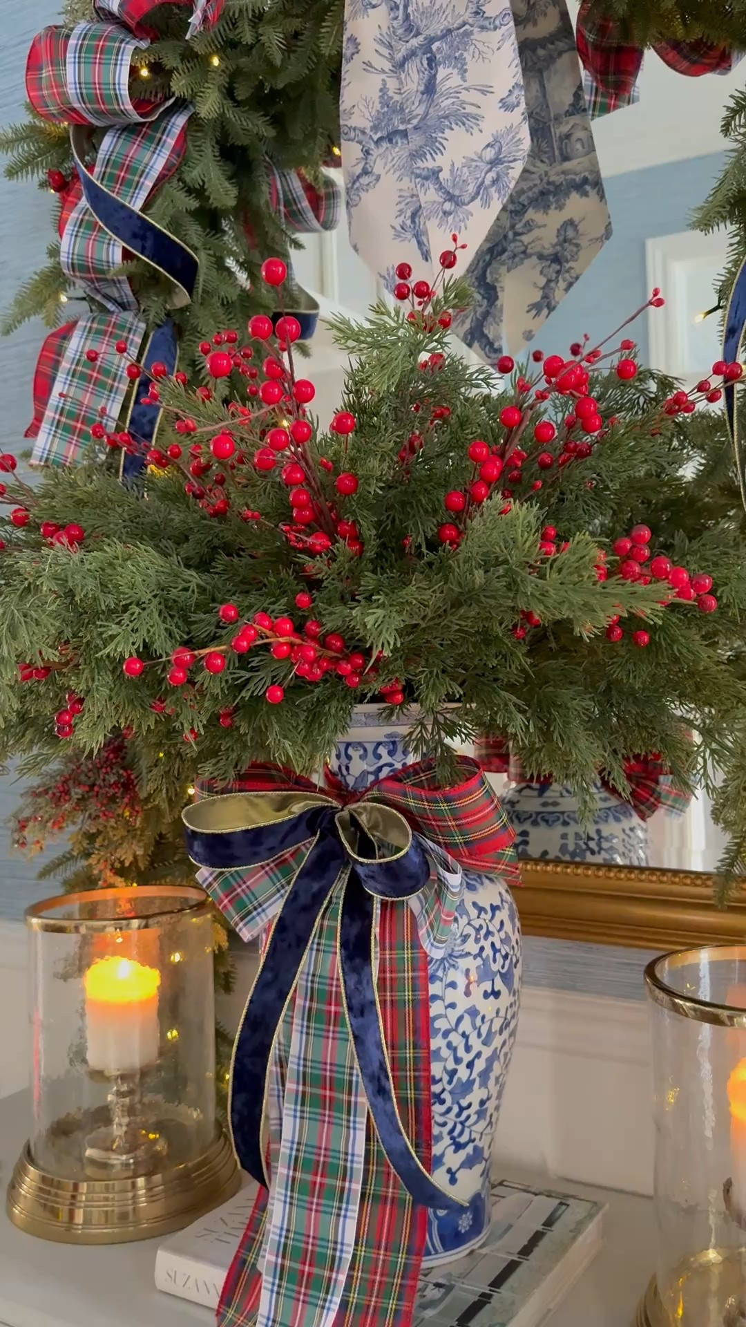 Chic and elegant classic Christmas! Layered garland, plaid and velvet ribbon, lush greenery and toile💙💙



#LTKHome #LTKHoliday #LTKSeasonal