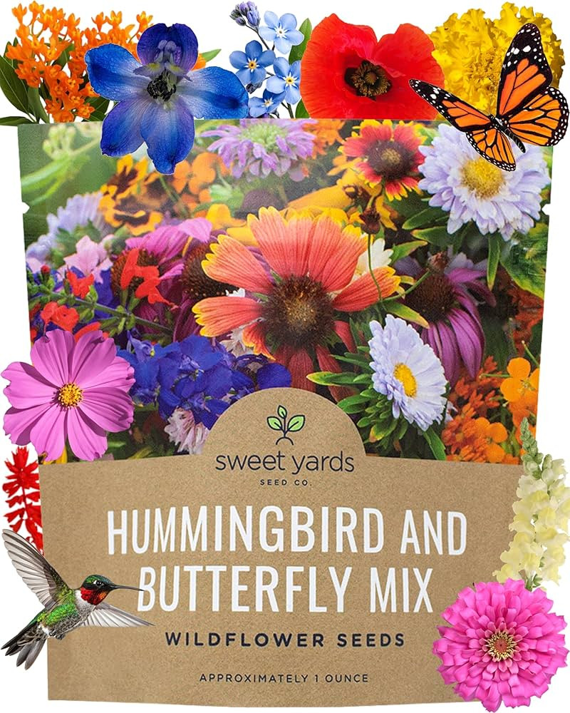 Wildflower Seeds Butterfly and Humming Bird Mix - Large 1 Ounce Packet 7,500+ Seeds - 23 Open Pol... | Amazon (US)