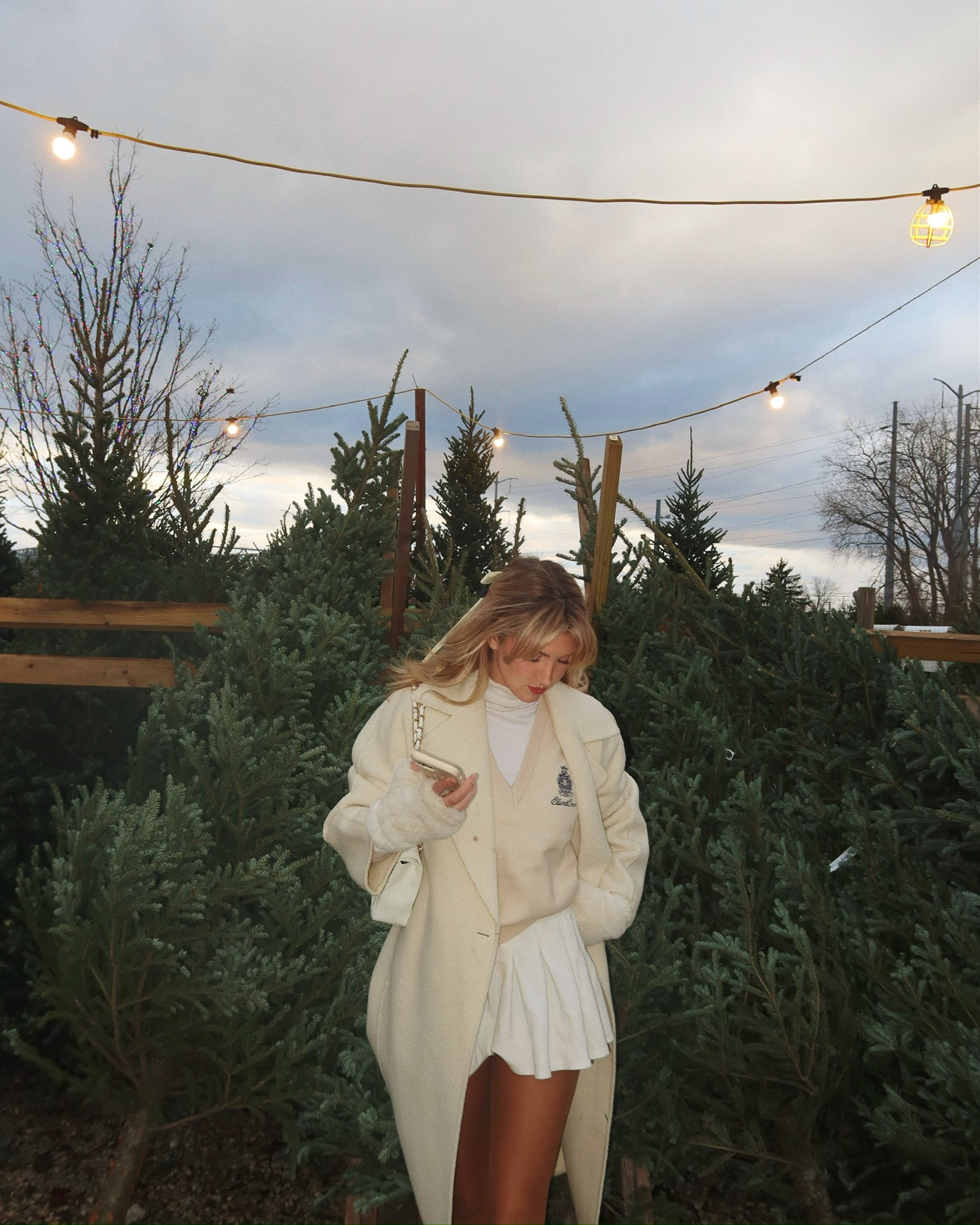 This is my new fave outfit!! Love the long trench coat with the pleated skirt! 🤍 

winter fashion, monochrome outfit, cream trench coat, white pleated skirt, cream sweater vest, elevated casual outfit, chic style 

#LTKSeasonal #LTKStyleTip