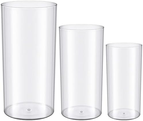 meekoo 3 Pcs Flower Acrylic Vase Cylinders Round Decorative 4 x 8 in, 5 x 10 in, 6 x 12 in Vase B... | Amazon (US)