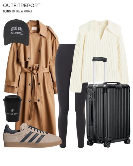 Trench coat jacket white jumper travel suitcase airport outfit legging Adidas gazelle sneakers trainers 

#LTKshoecrush #LTKstyletip #LTKitbag