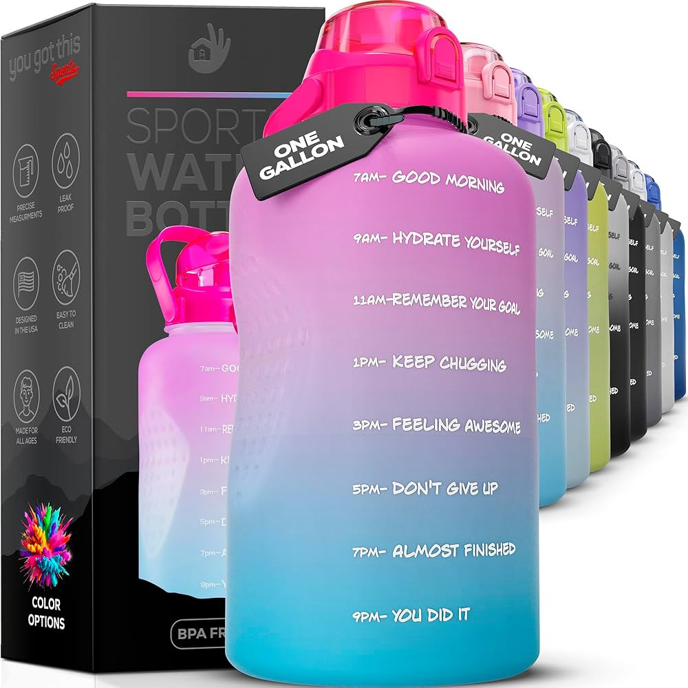 Motivational Water Bottle with Straw & Handle,One Gallon Water Bottle 128 oz/3.8L,Reusable Water ... | Amazon (US)