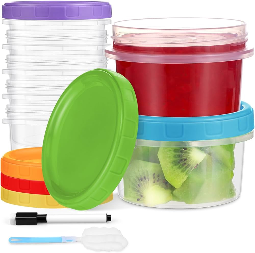 8 oz Plastic Containers with Lids, 6 Pack Stackable Small Freezer Container, Reusable Clear Food ... | Amazon (US)