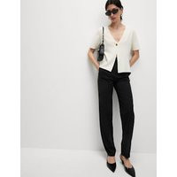 M&S Collection Women's Straight Leg Trousers with Stretch - 12REG - Black, Black,Dark Navy | Marks & Spencer (UK)