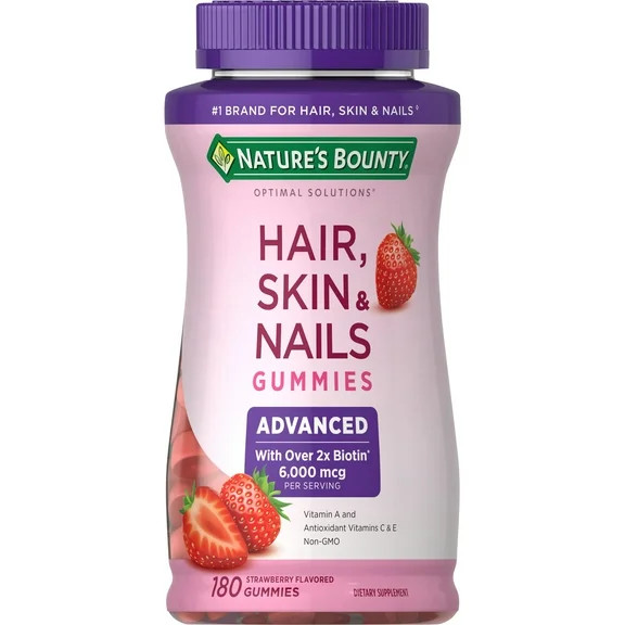 Nature's Bounty Hair Skin and Nail Vitamins With Biotin, Women's Multivitamin, Strawberry Gummies... | Walmart (US)