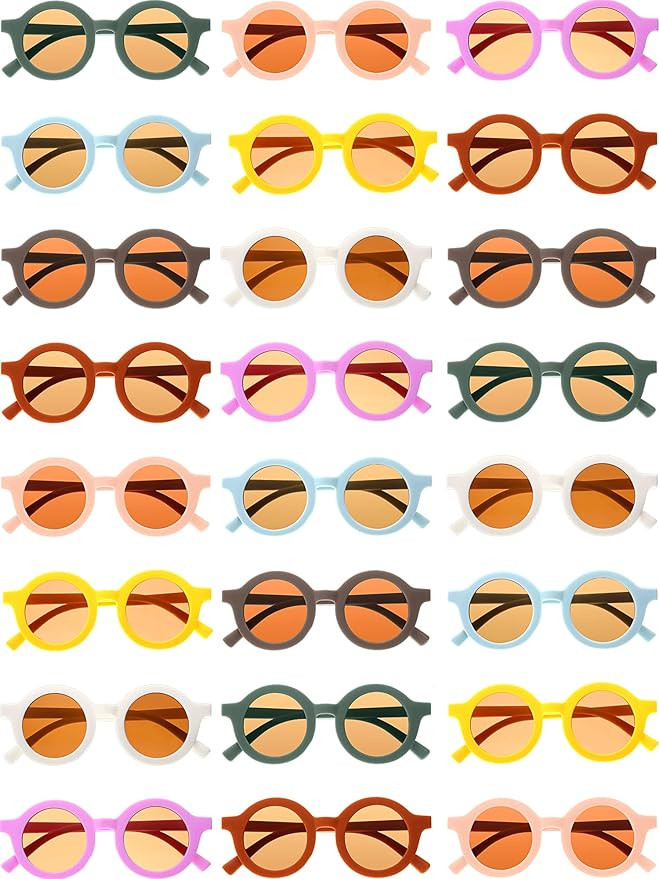 24 Pairs Kid Round Retro Circle Sunglasses Toddler Girls Boys Sunglasses Colorful Cute Outdoor Be... | Amazon (US)