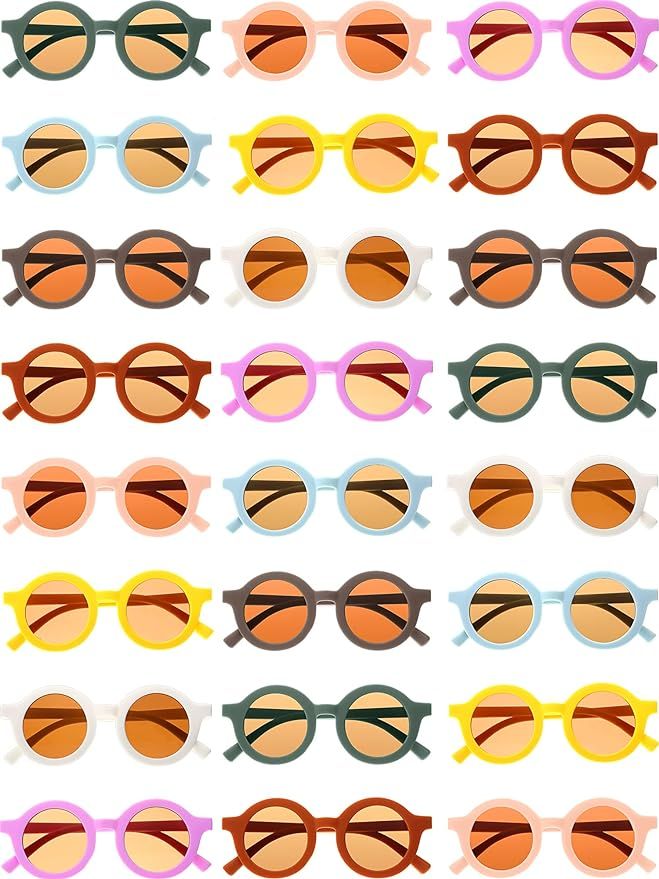 24 Pairs Kid Round Retro Circle Sunglasses Toddler Girls Boys Sunglasses Colorful Cute Outdoor Be... | Amazon (US)