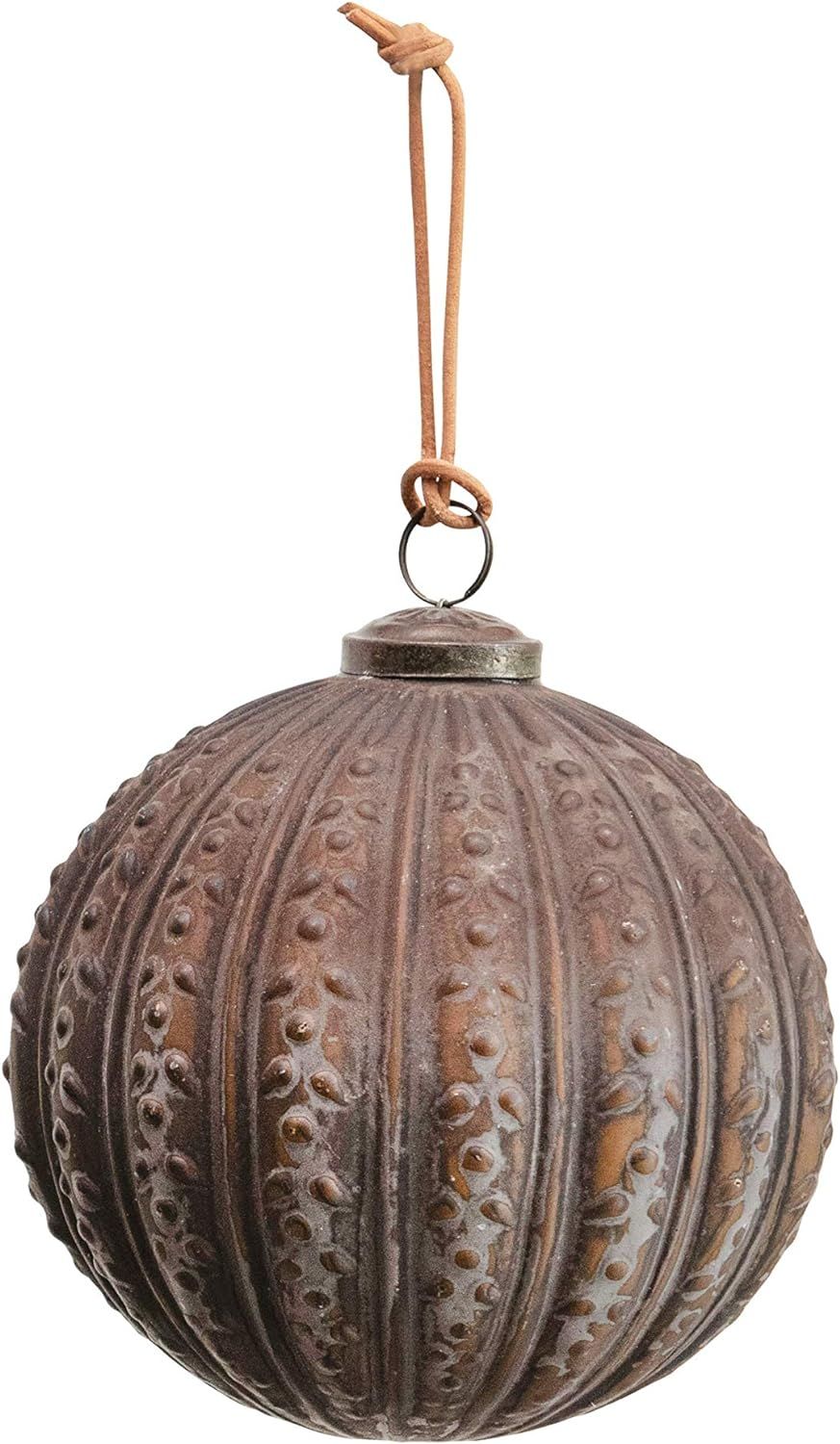 Creative Co-Op 6" Round Embossed Ball, Matte Brown Glass Ornaments, Multi | Amazon (US)