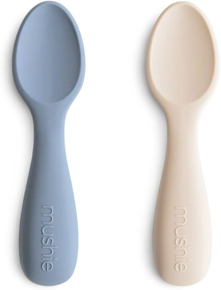 mushie Silicone Toddler Starter Spoons | 2 Pack (Tradewinds/Shifting Sand) | Amazon (US)