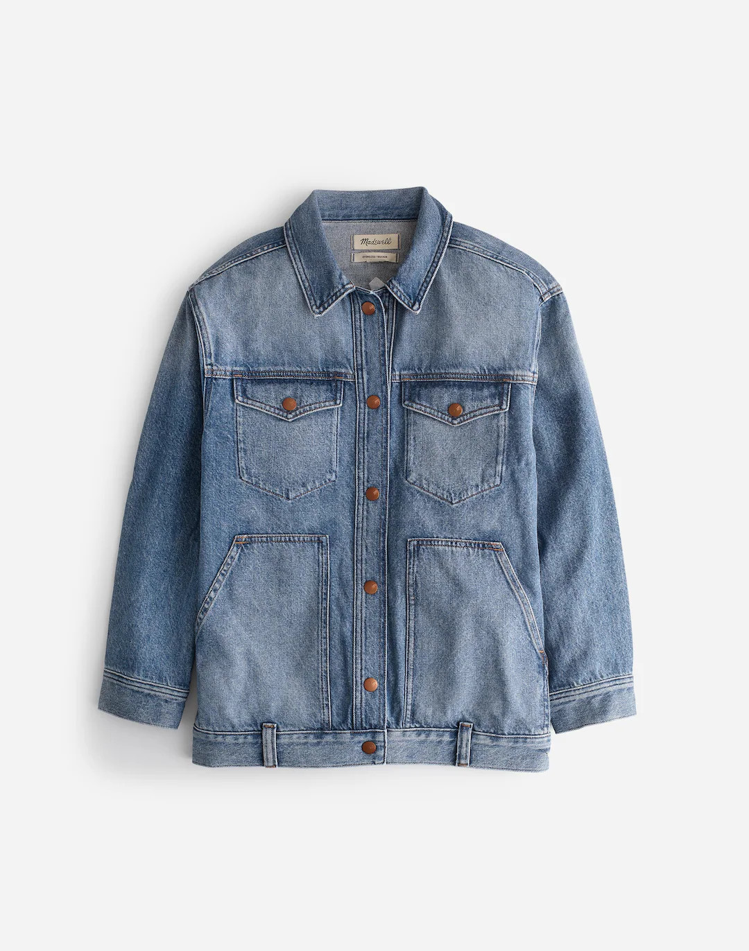 The Oversized Trucker Jean Jacket in Sentell Wash: Snap-Front Edition | Madewell