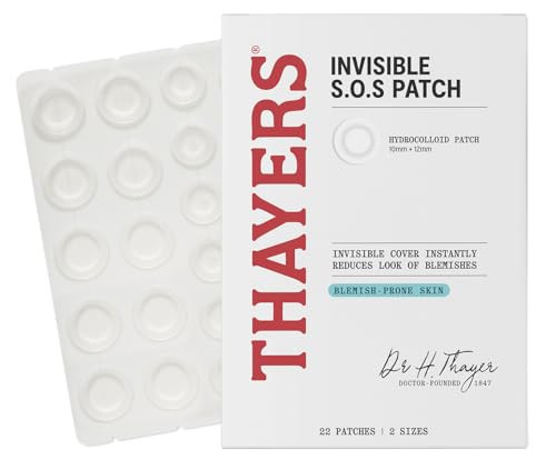 THAYERS Invisible S.O.S Hydrocolloid Acne Pimple Patch, Ultra-Thin Design Instantly Reduces Look of Blemishes, Set of 22 Pimple Patches | Amazon (US)