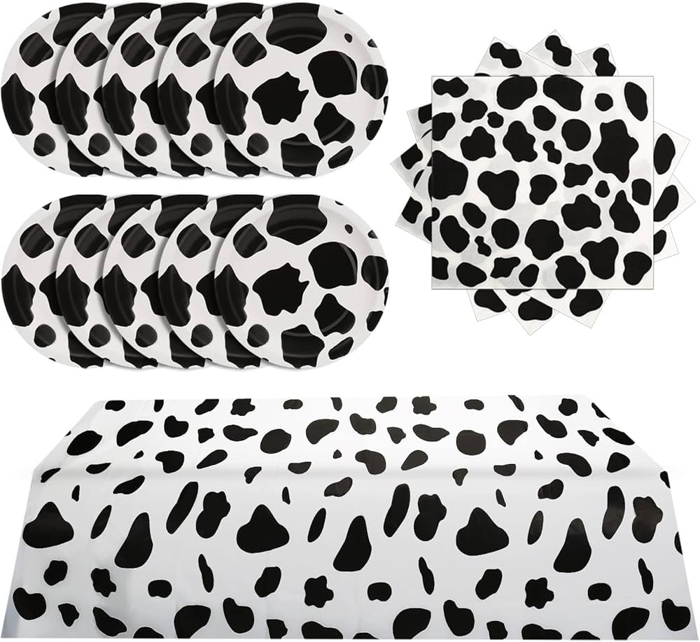 SNIMICS Cow Print Birthday Party Supplies, Cow Print Tablecloth,Cow Print Plates,Cow Print Napkin... | Amazon (US)