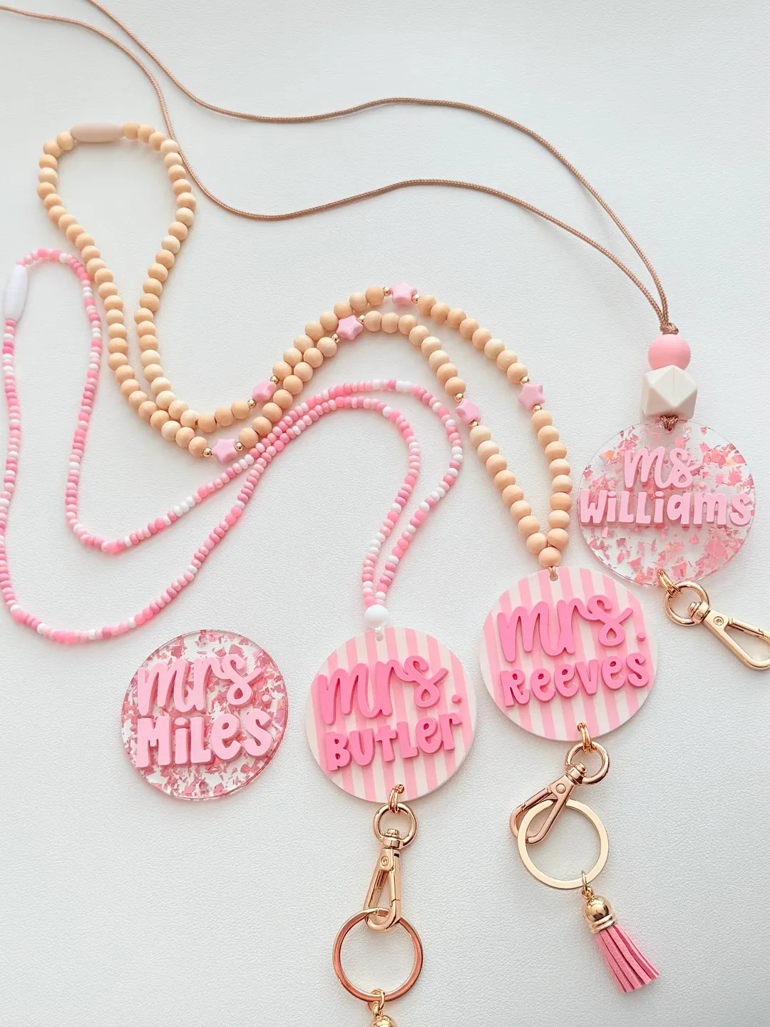 NEW Personalized Pink Lanyard, ID Badge Holder, Back to School Gift, Breakaway Clasp | Etsy (Global)