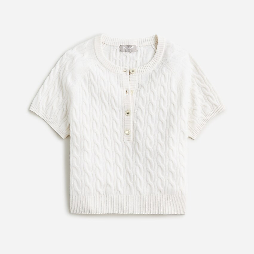 Cashmere cable-knit henley T-shirt | J. Crew US