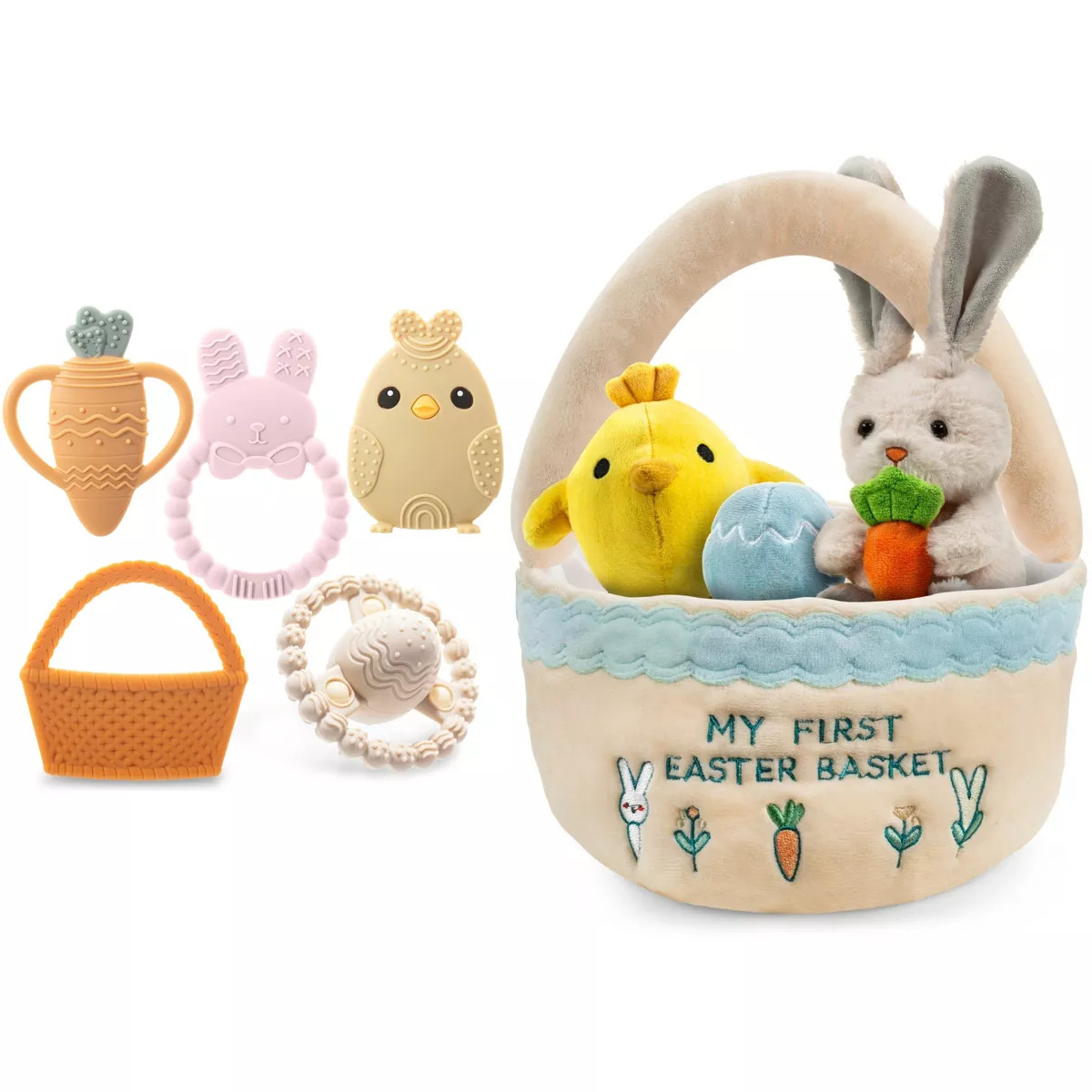Easter Baby Plush and Teether Playset, Includes Bunny, Carrot, Chicken, Rattle Egg & Basket, Perf... | Target