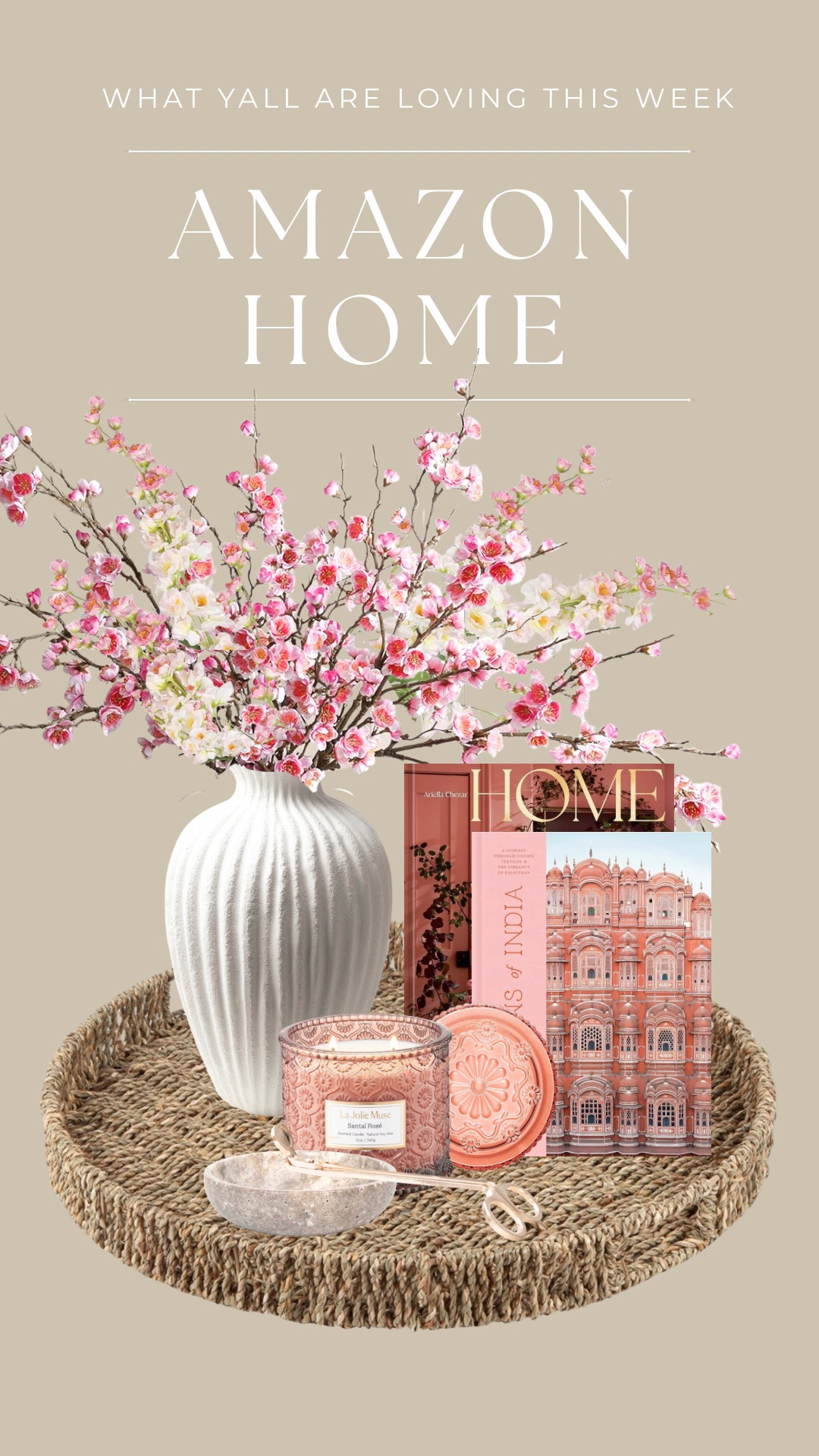 Spring coffee table styling! Loving the pink accents to brighten up the room! • • • • modern decor, living room refresh, Amazon finds, home accents, spring decor, stylish home

#LTKHome