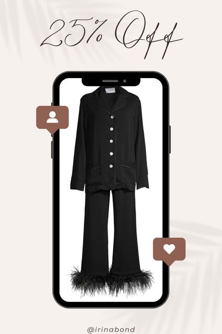25% off friends and family sale, including this black feather 2-piece pajama set from Ukrainian designers

#LTKsalealert #LTKHoliday #LTKGiftGuide