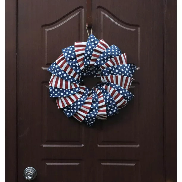 Way to Celebrate Fourth of July 18" Gingham Skirt Wreath | Walmart (US)