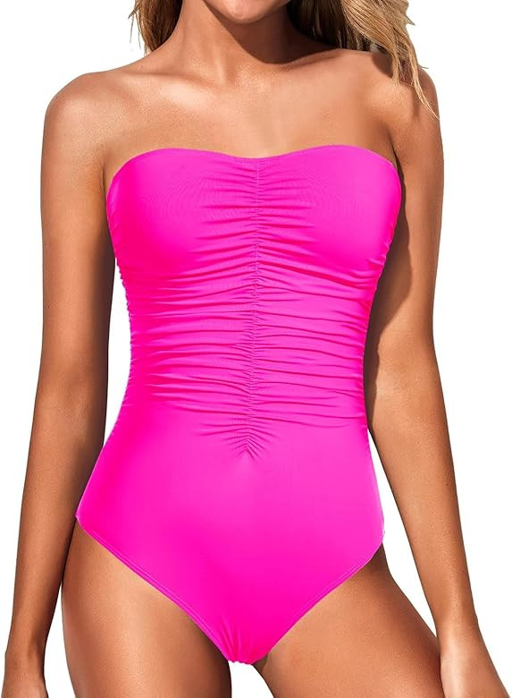 Holipick Women Strapless One Piece Swimsuits Tummy Control Bandeau Tube Top Bathing Suits Slimmin... | Amazon (US)