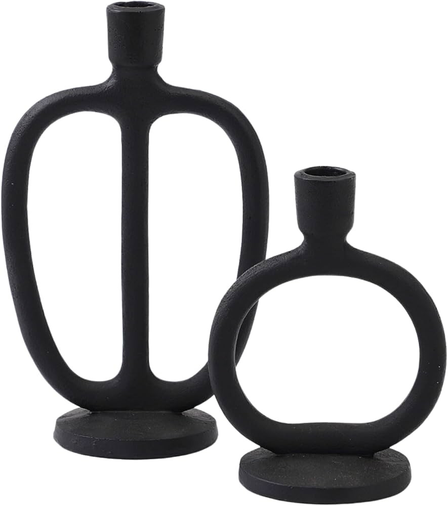 MARTAGE Black Candle Holders, Farmhouse Candle Holders Set of 2, Tall Taper Candle Holders, Vinta... | Amazon (US)