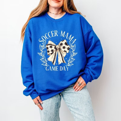Simply Sage Market Soccer Mama Game Day Coquette Sweatshirt - M - Royal | Target