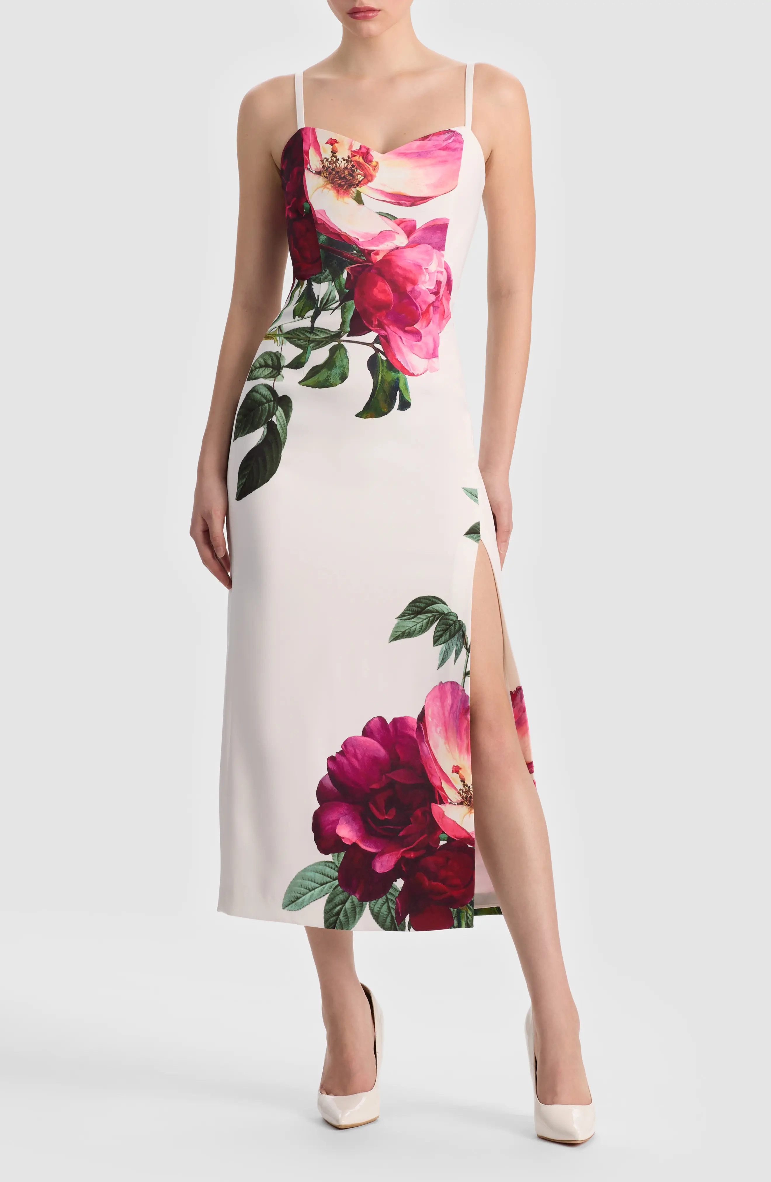 Alice + Olivia Nina Placed Floral Dress in Empress Bloom Off White at Nordstrom, Size 6 | Nordstrom