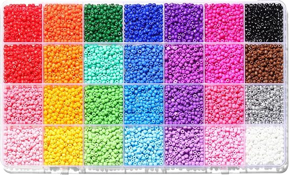 Ywmimn 28 Colors 3mm Seed Beads, 7200PCS Glass Seed Beads Kit for Jewelry Making, Craft and Brace... | Amazon (US)