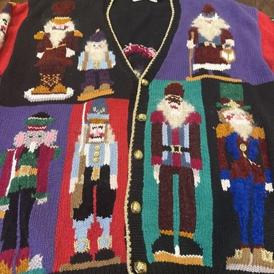 Vintage Design Options Christmas Cardigan Sweater – Size XL – Nutcracker Theme | eBay US