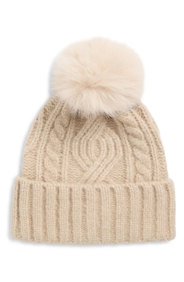 Treasure & Bond Cable Stitch Pom Beanie | Nordstrom | Nordstrom