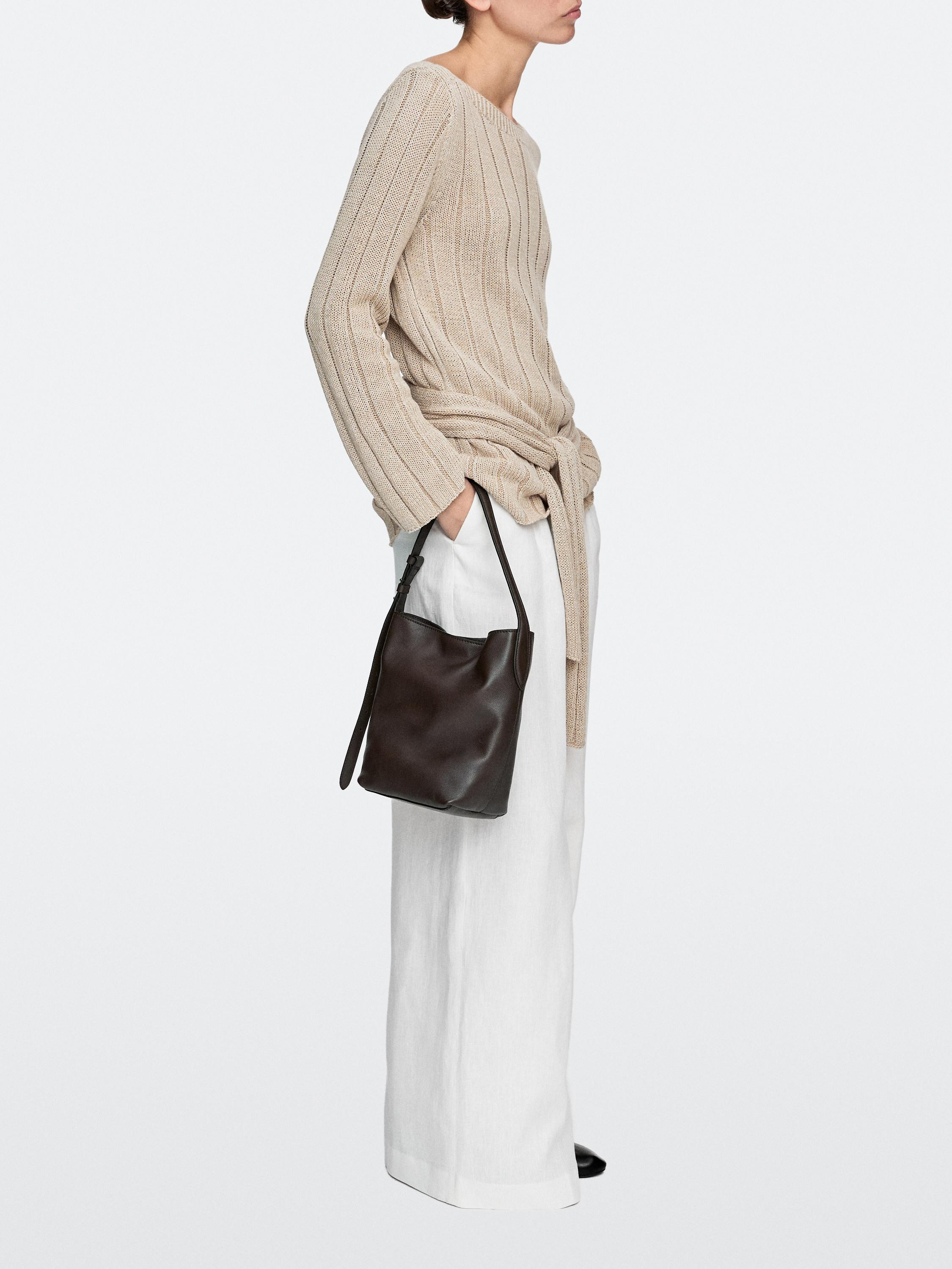 Nappa leather mini bucket bag | Massimo Dutti UK
