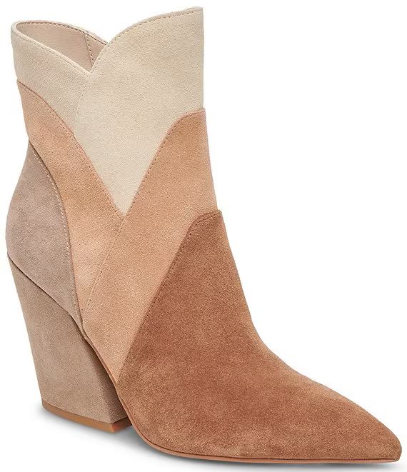 Neena Suede Pointed Toe Block Heel Western Inspired Booties | Dillard's
