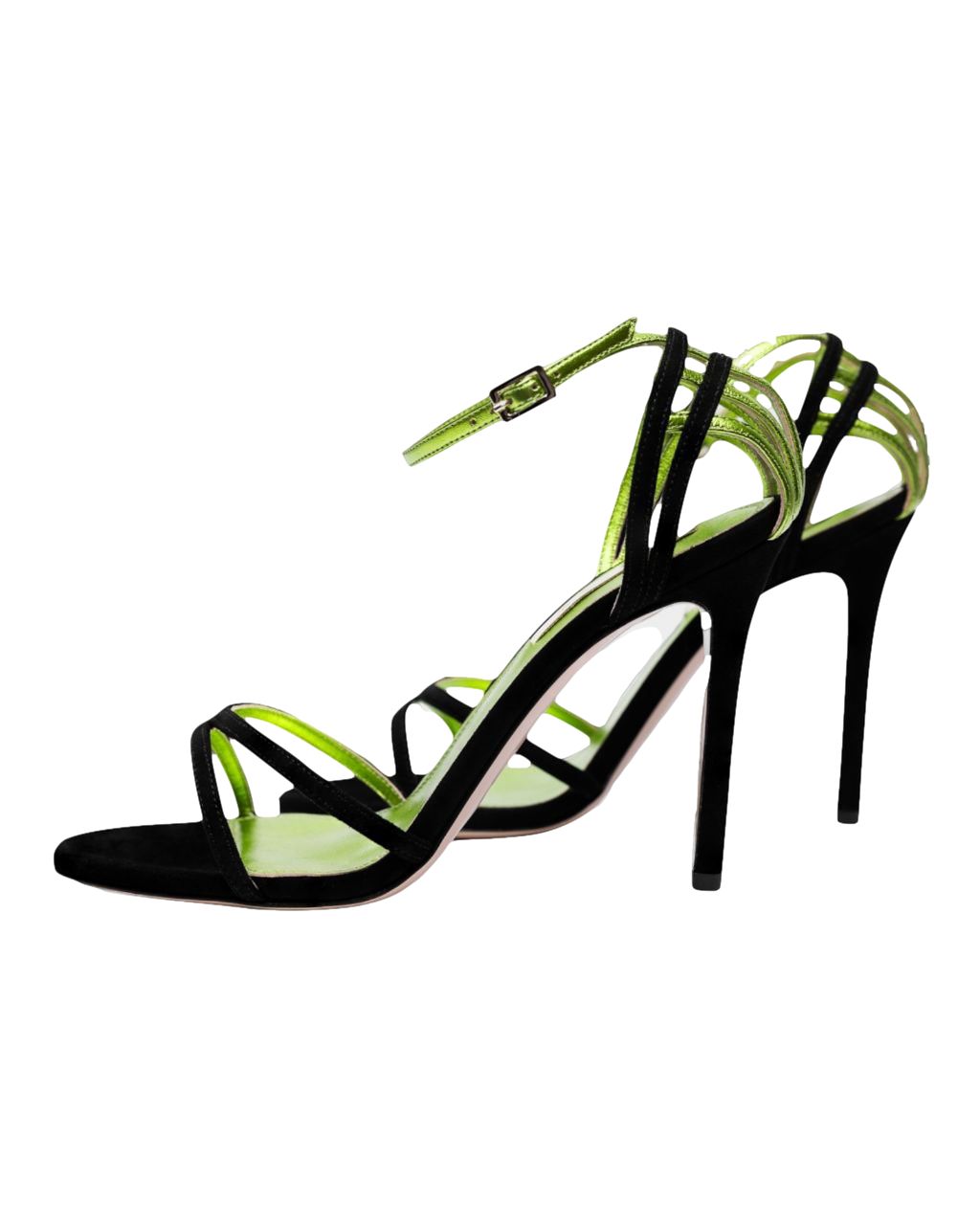 Ashley 100mm Sandals Black / Green Metallic | Seezona