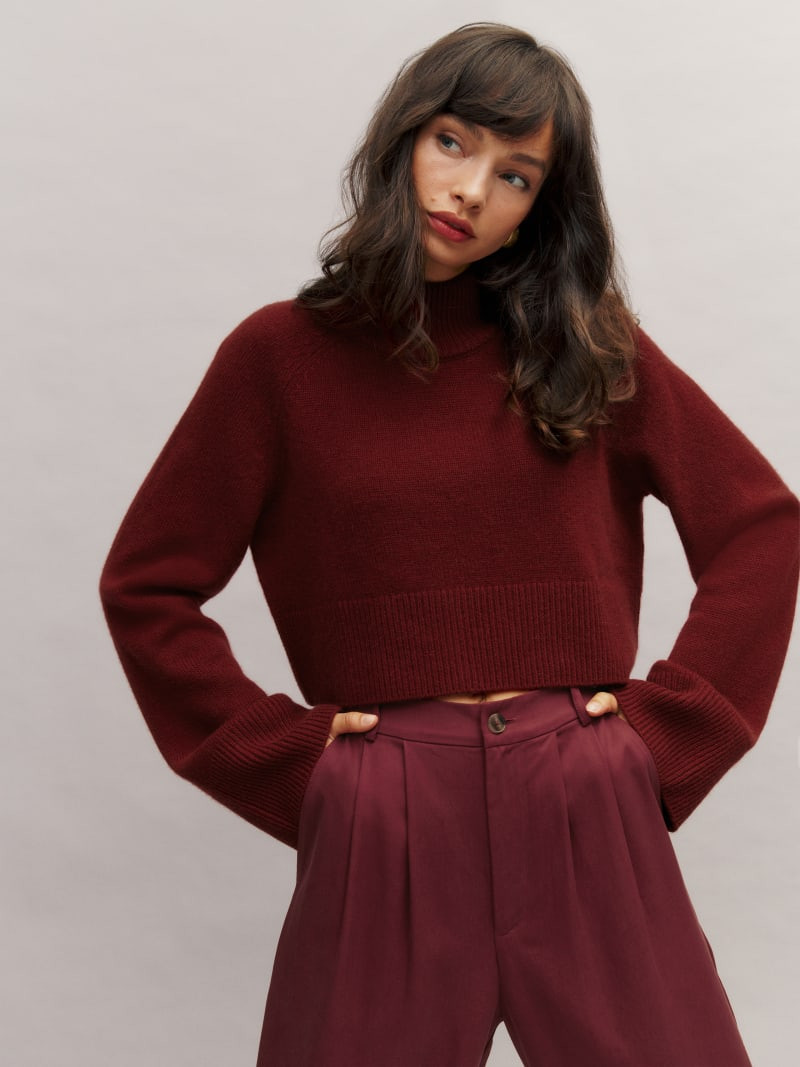 Garrett Cashmere Cropped Turtleneck | Reformation (Global)