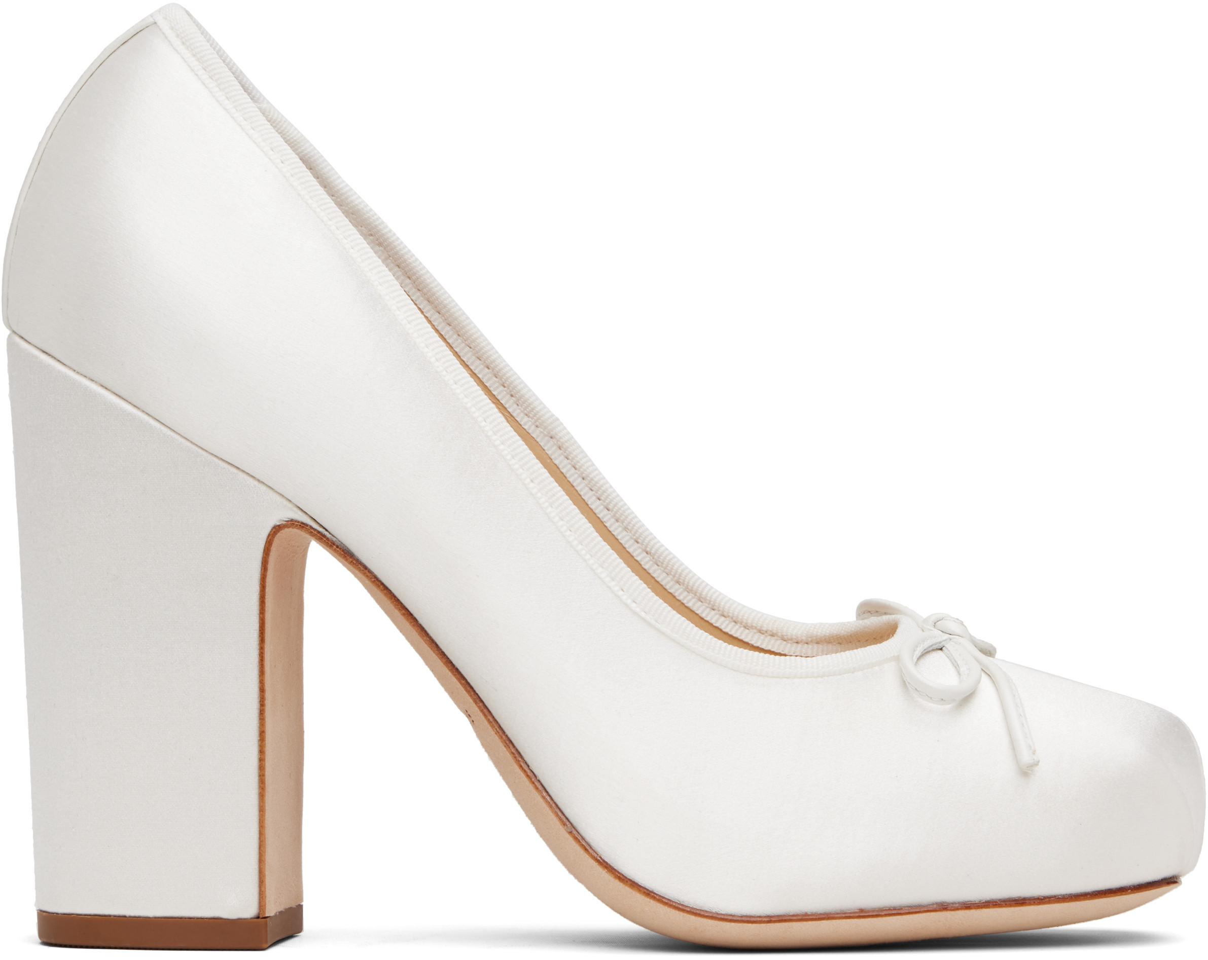 Sandy Liang White Pointe 100 Satin Heels | SSENSE
