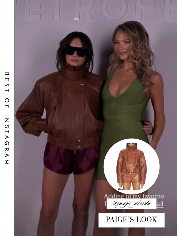 Paige DeSorbo's Brown Leather Jacket 📸= @paige_desorbo 

 
