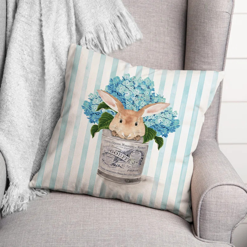 Lasky Metal Bucket Bunny Striped Throw Pillow | Wayfair North America
