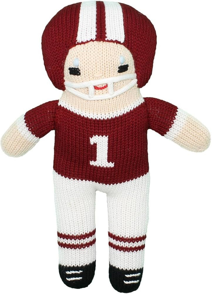 Baby Boys’ Hand-Knit Football Player Plush Toy, All-Natural Fibers, Eco-Friendly, 12-Inch, Maro... | Amazon (US)