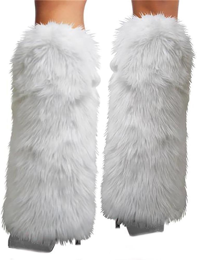Women's Fur Leg Warmers Sexy Furry Fuzzy Leg Warmers Soft Boot Cuffs Cover | Amazon (US)