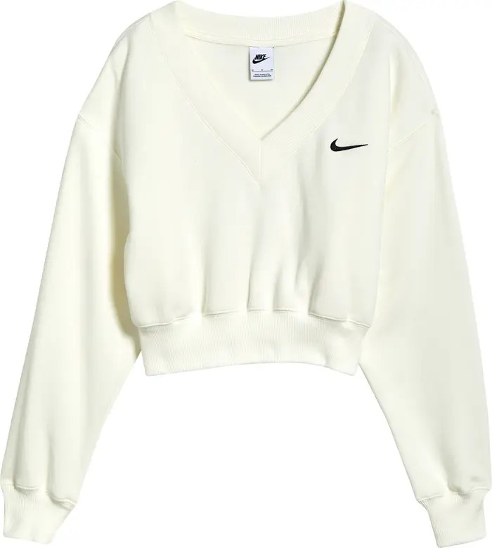 Nike Sportswear Phoenix Fleece V-Neck Crop Sweatshirt | Nordstrom | Nordstrom