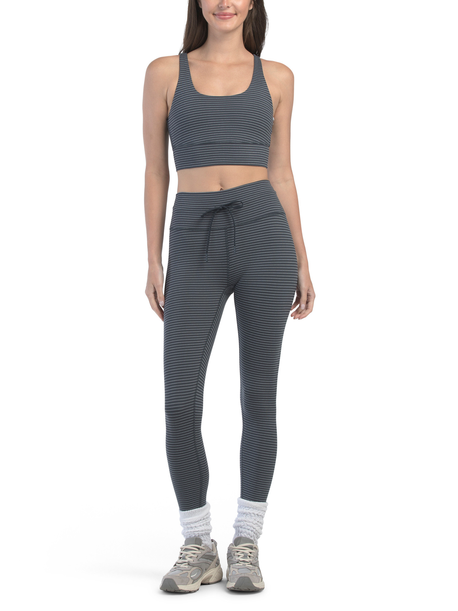 2pc Striped Sports Bra And Leggings Set | TJ Maxx
